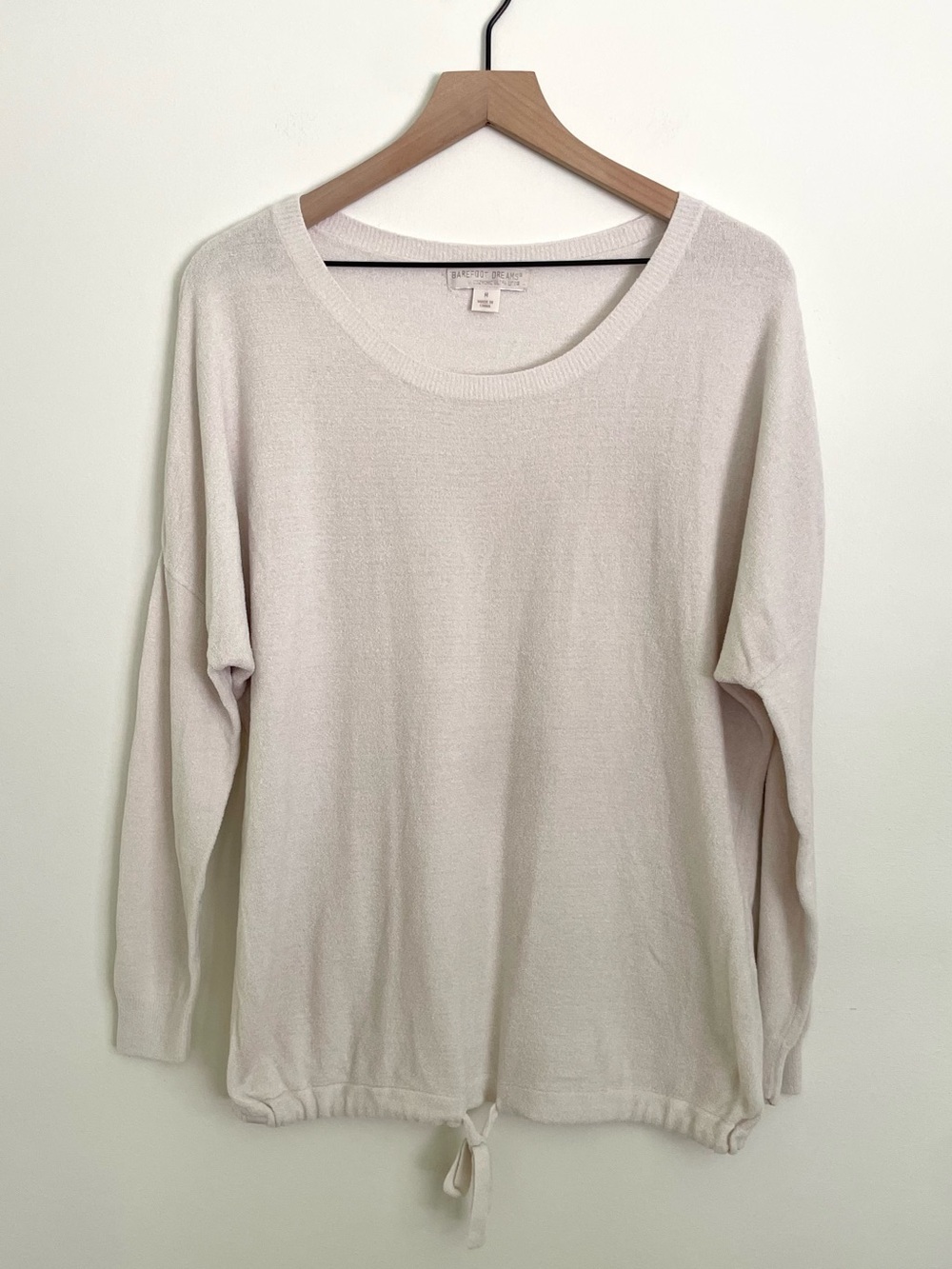 Barefoot Dreams Cozy Chic Ultra Lite Drawstring Hem Cream Long Sleeve Top